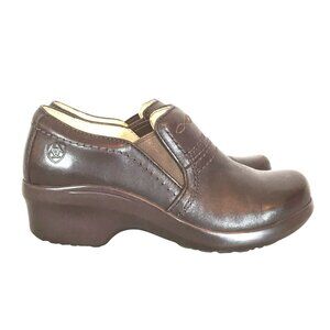 Ariat Clogs Brown Leather Womens 9C ASTM Saftey Composite Toe Slip-On